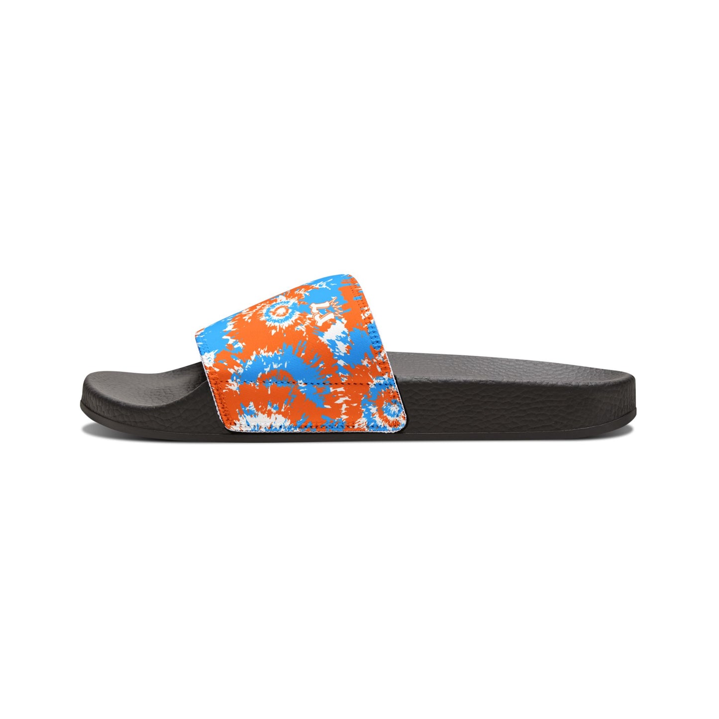 Kids Blue Orange Tie-Dye Removable Strap Slide Sandals