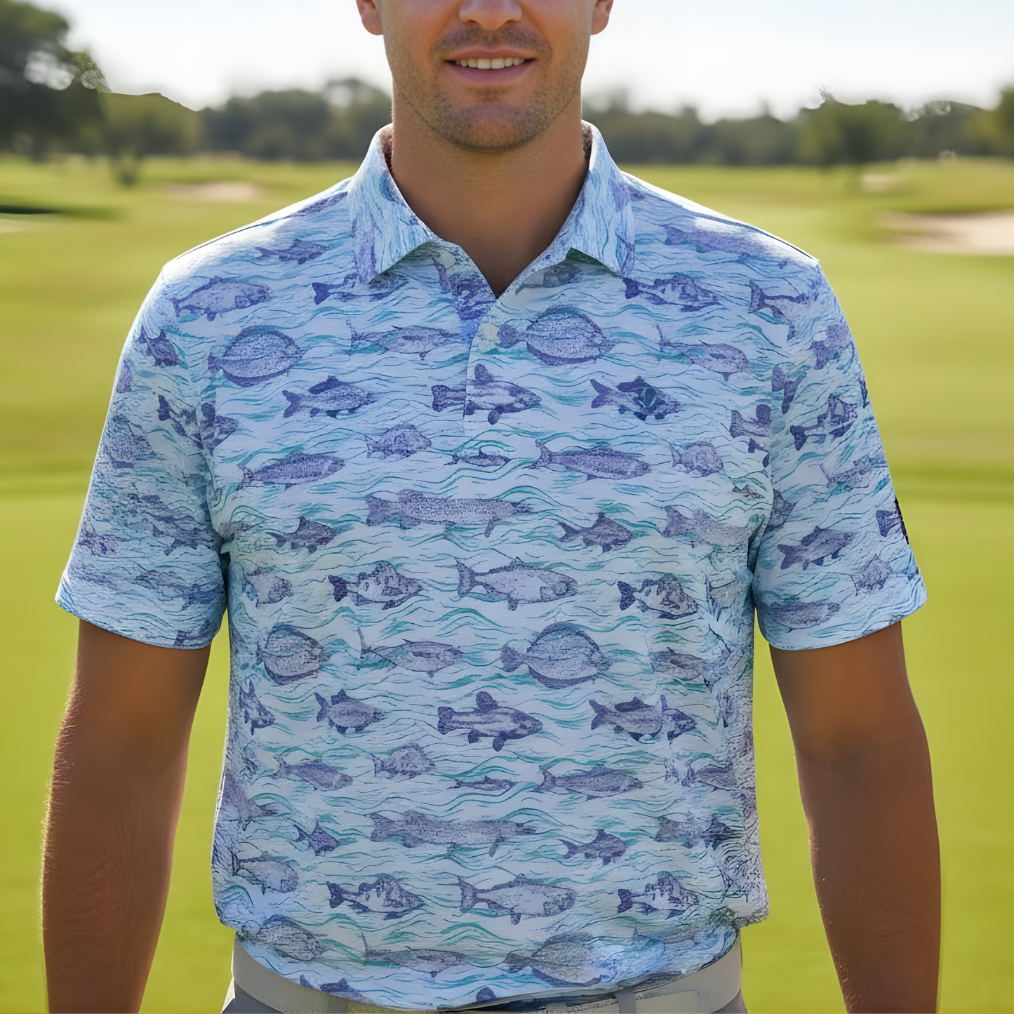 Gone Fishin' Men's UV Protection Golf Polo Shirt