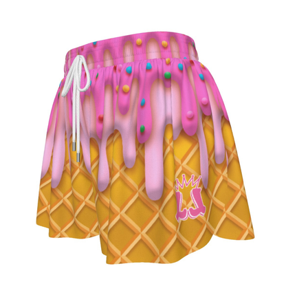 Girls Ice Cream Drip Athletic Butterfly Shorts