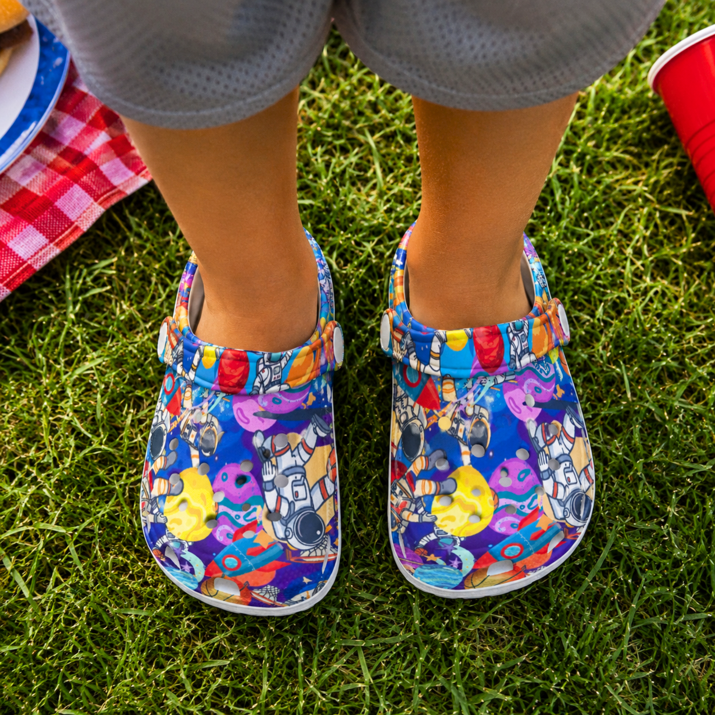 Youth Outer Space Clogs, Kids Space Themed Hole Shoes
