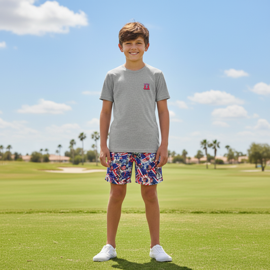 Youth Patriotic Graffiti Golf Mesh Shorts