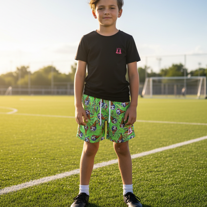 Youth Patriotic Soccer Fireworks Mesh Shorts -Green Edition