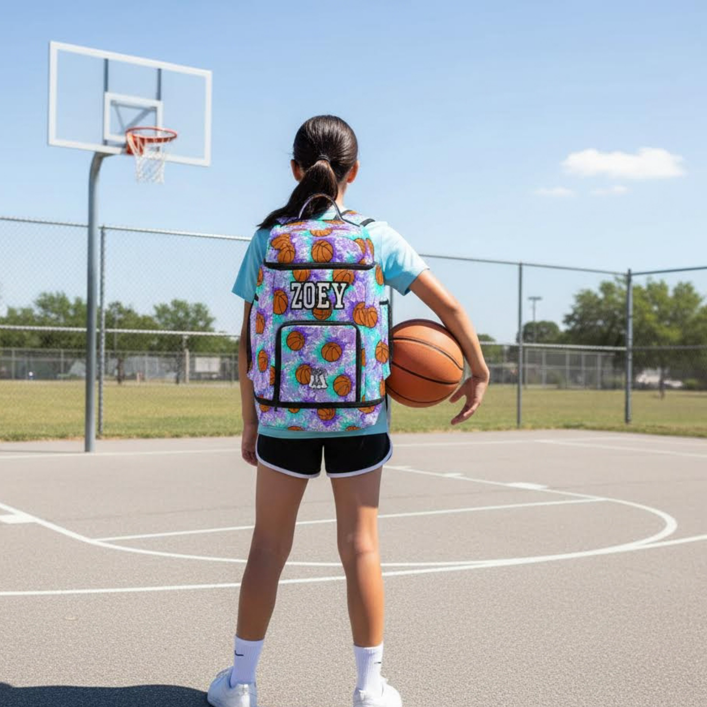 Personalized Name Basketball Backpack, Color Splash Basketball Edition