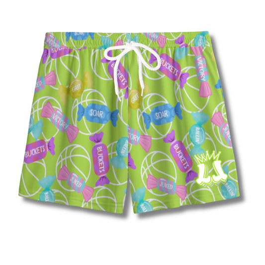 Youth Basketball & Candy Fun Mesh Athletic Shorts (Green)