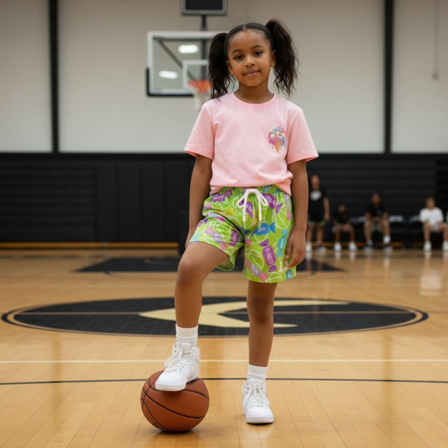 Youth Basketball & Candy Fun Mesh Athletic Shorts (Green)