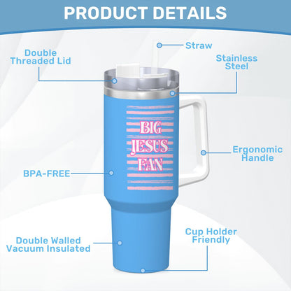 40 oz Stainless Steel Travel Mug 'Big Jesus Fan'