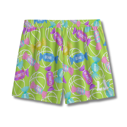 Youth Basketball & Candy Fun Mesh Athletic Shorts (Green)