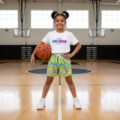 Youth Basketball & Candy Fun Mesh Athletic Shorts (Green)