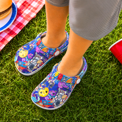 Youth Outer Space Clogs, Kids Space Themed Hole Shoes