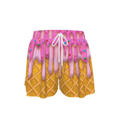 Girls Ice Cream Drip Athletic Butterfly Shorts