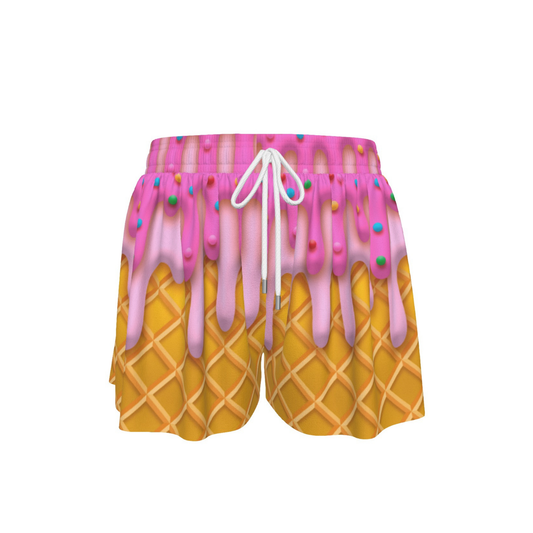 Girls Ice Cream Drip Athletic Butterfly Shorts