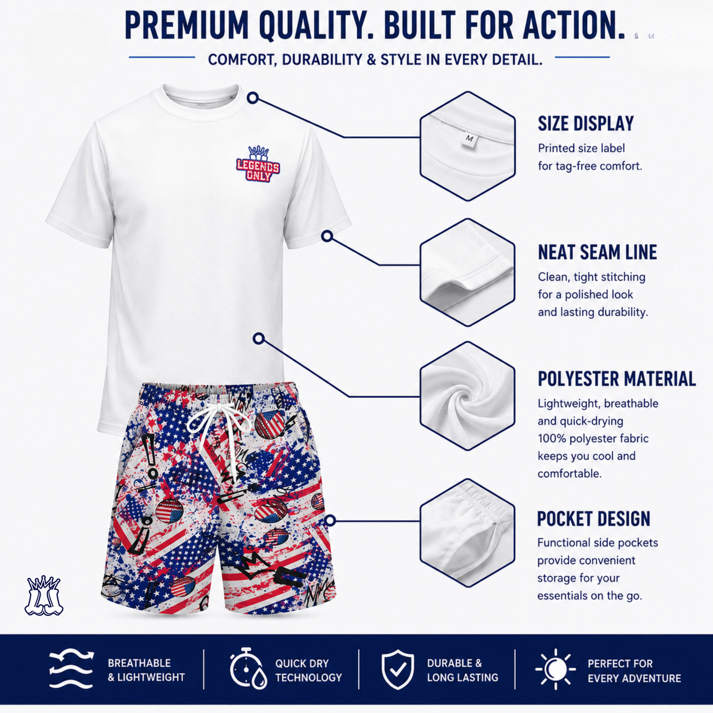 Youth T-Shirt and Shorts Mesh Set, Golf Design