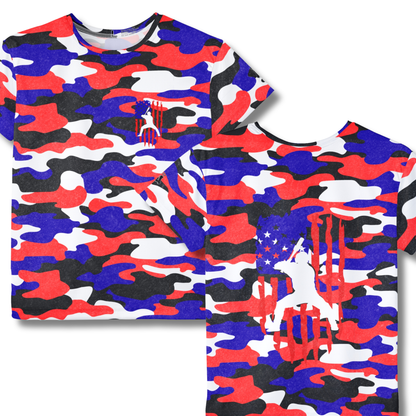 Kids Baseball American Flag Distressed Camo Sport Jersey T-Shirt