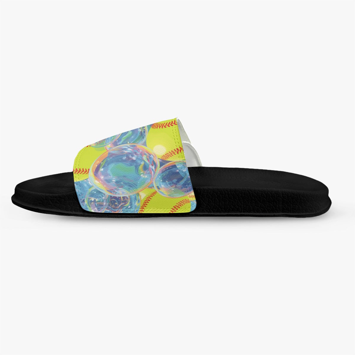 Women's Sports Slides, Softball Bubbles Design