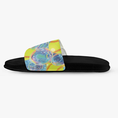 Women's Sports Slides, Softball Bubbles Design