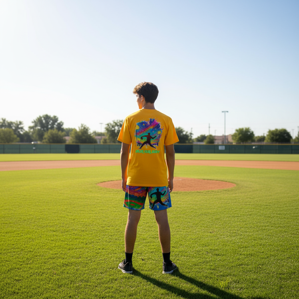 All-Over Print Adult Mesh Shorts, Baseball Canvas Design