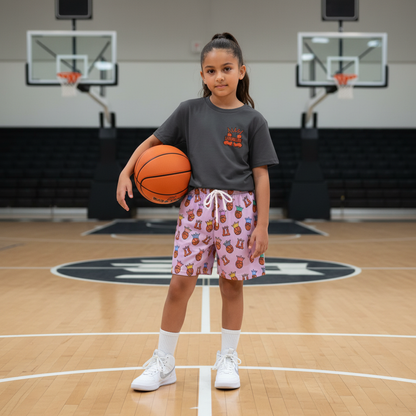 Vibrant Pink Youth Athletic Shorts - Perfect for Basketball & Play