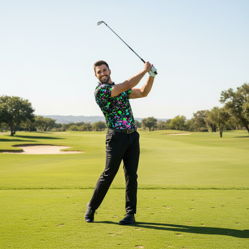 All-Over Print Men's Polo Shirt - Paint Splash Design