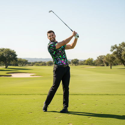 All-Over Print Men's Polo Shirt - Paint Splash Design