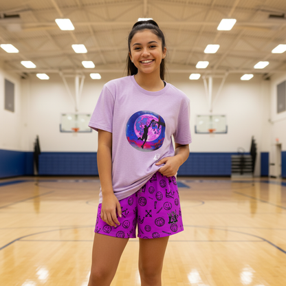All-Over Print Pink Basketball Graffiti Shorts