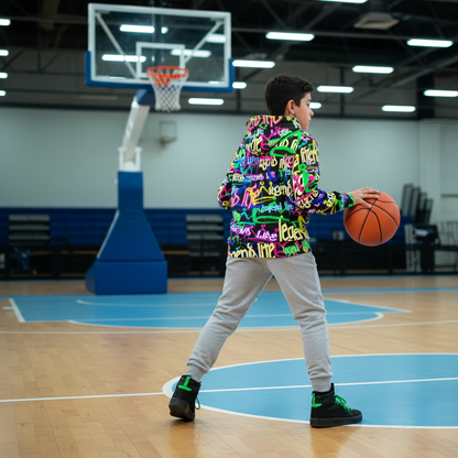 Adult Unisex Fleece Lined Hoodie: All Over Print Colorful Dripping Crowns