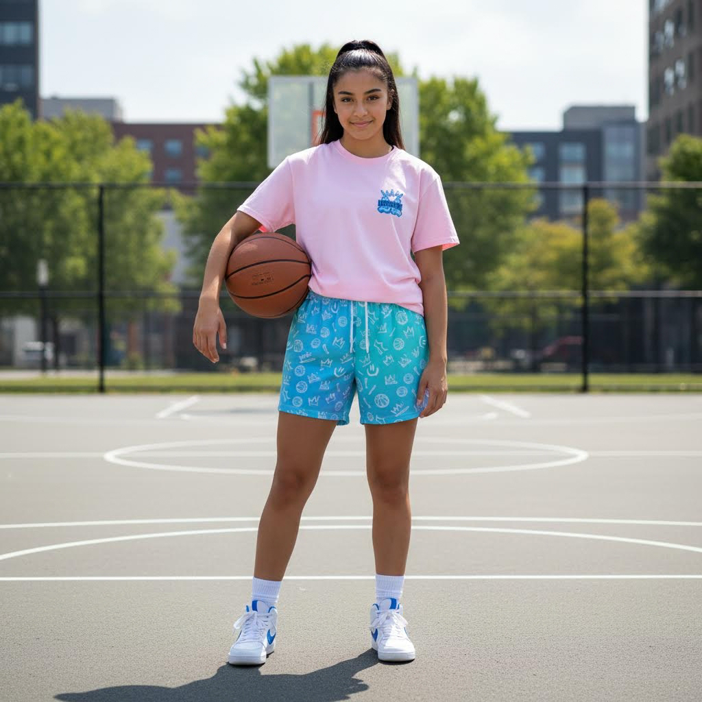 Adult Gradient Blue Basketball Graffiti Shorts