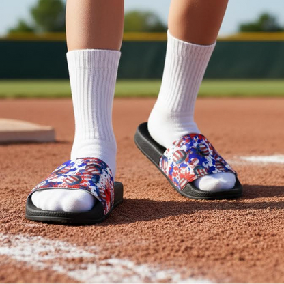 Youth Patriotic Removable-Strap Slides for Baseball Player, USA Baseball Slides
