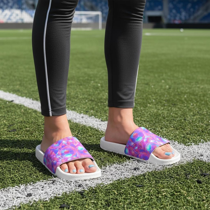 Youth Soccer Sports Sandals, Iridescent Soccer Ball Design