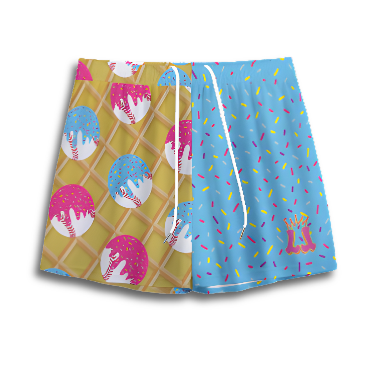 All-Over Print Adult Mesh Baseball Shorts, Ice Cream Drip
