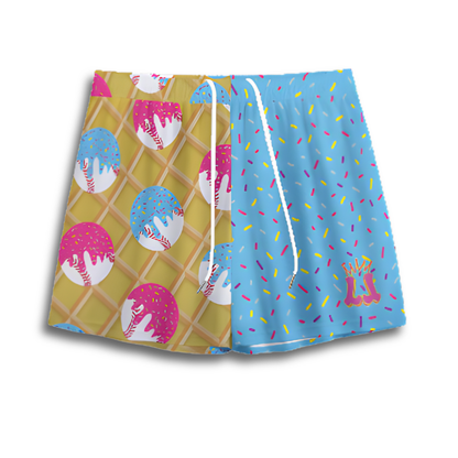 All-Over Print Adult Mesh Baseball Shorts, Ice Cream Drip