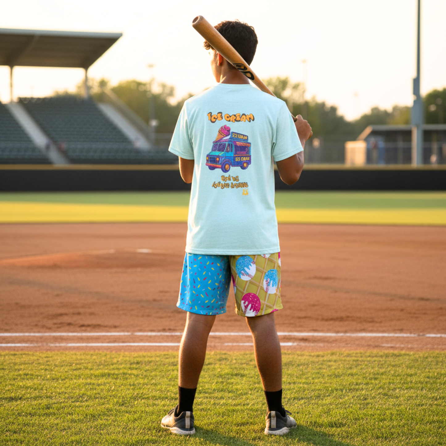 All-Over Print Adult Mesh Baseball Shorts, Ice Cream Drip