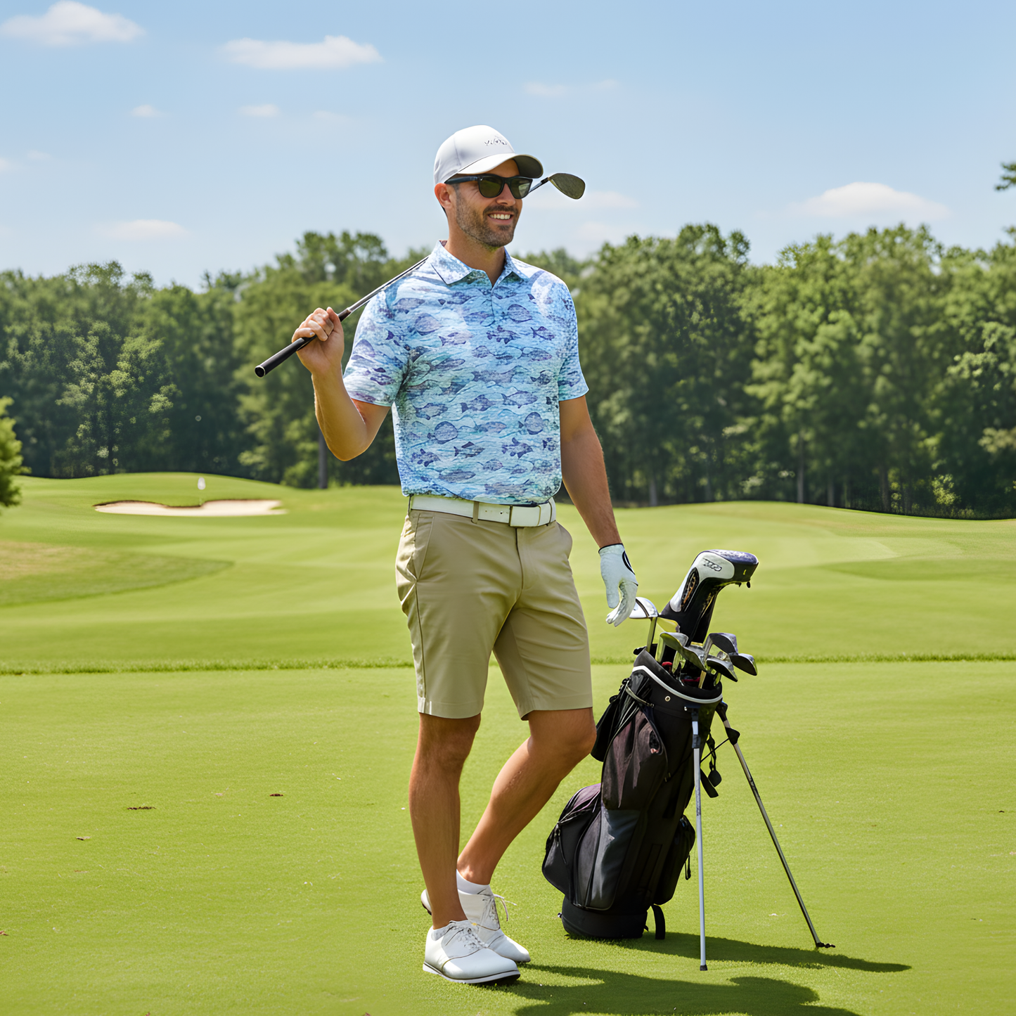 Gone Fishin' Men's UV Protection Golf Polo Shirt