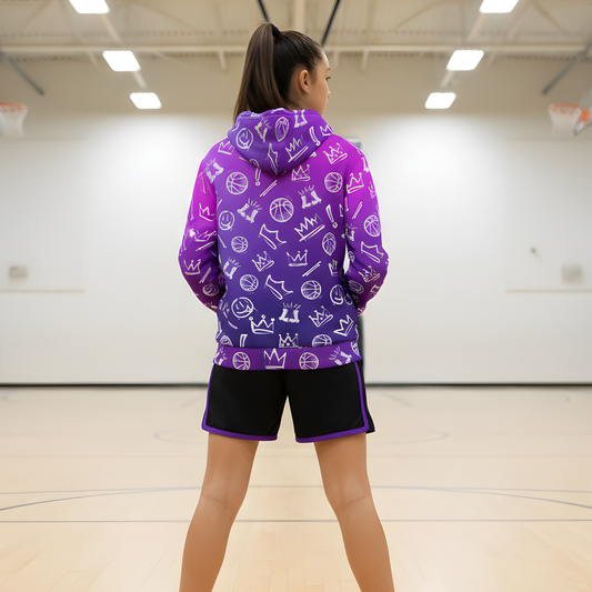 Purple Gradient Basketball Hoodie, Adult Unisex Sweatshirt