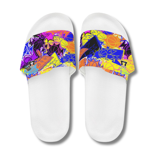 Men's Basketball Velcro Strap Slides, Gym Sandals Basketball Design