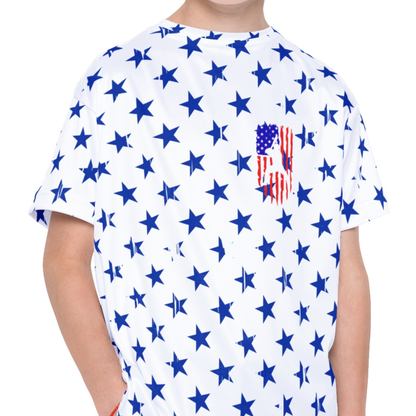 Kids Baseball American Flag Stars and Stripes Sports Jersey T-Shirt