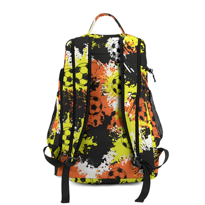 Personalized Soccer Sports Bag, Yellow/Orange Splatter Edition