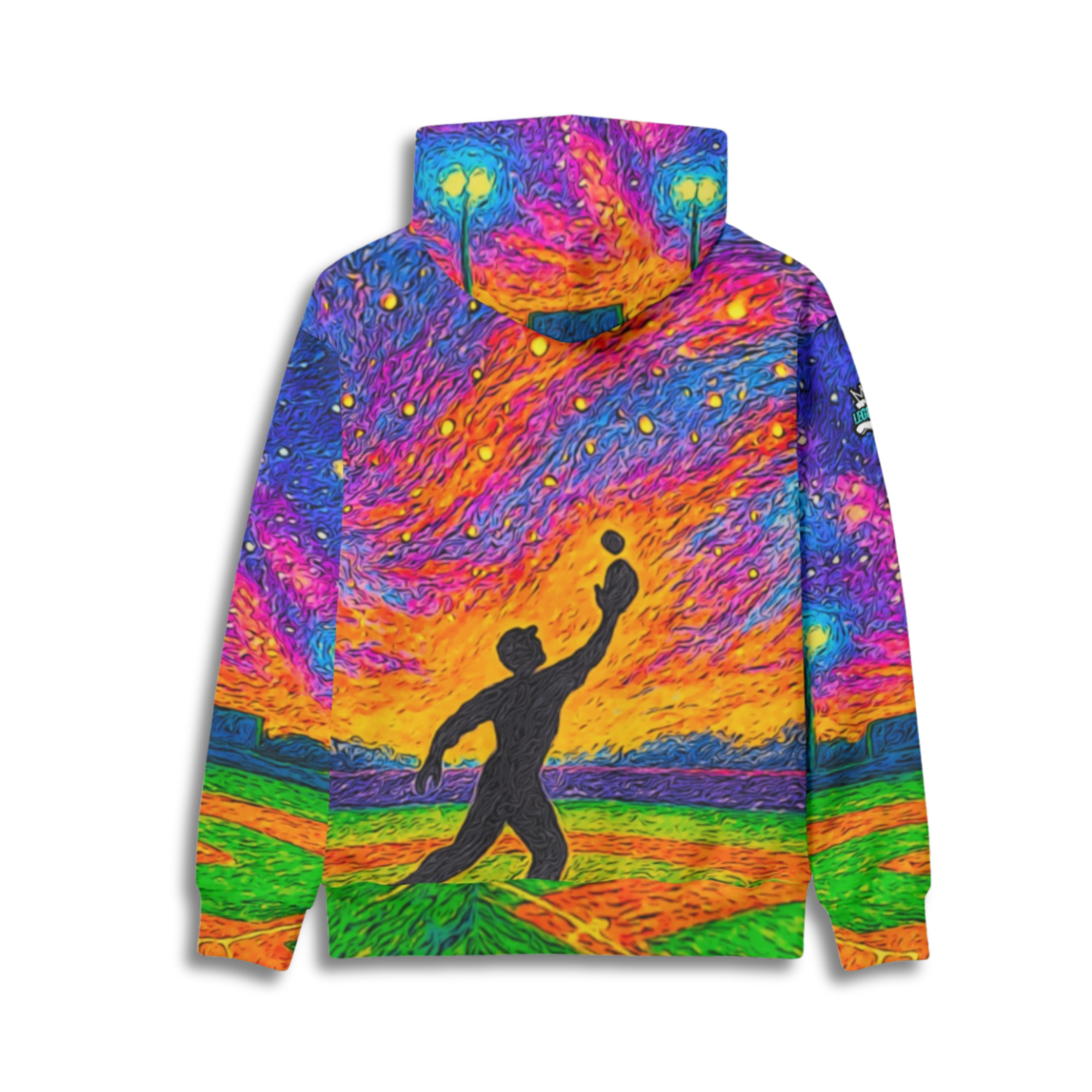 Adult Unisex Fleece Lined Hoodie: Baseball Illustration Print