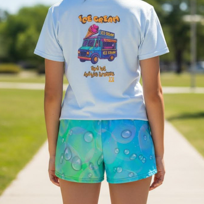 Adult Gradient Blue Rain Drop Mesh Shorts