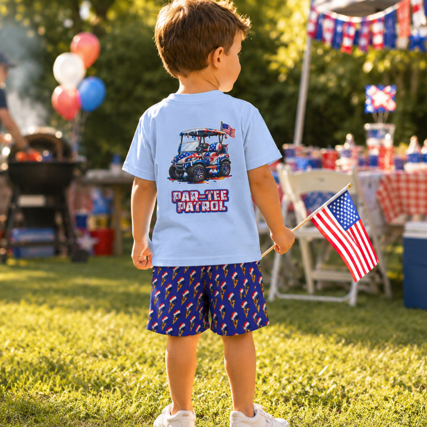 Toddler Mesh Shorts, Patriotic Golf Shorts for Kids