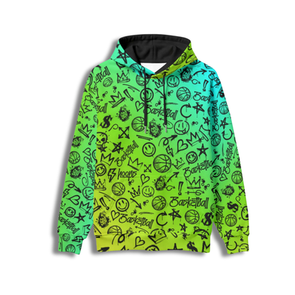 Adult Unisex Gradient Green Basketball Hoodie