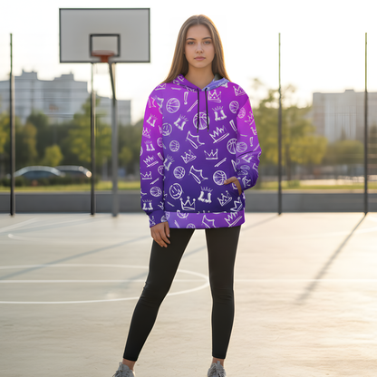 Purple Gradient Basketball Hoodie, Adult Unisex Sweatshirt