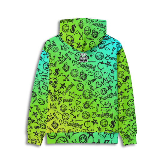 Adult Unisex Gradient Green Basketball Hoodie