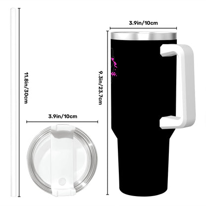'Wings of Faith' Travel Coffee Mug with Handle and Straw (40oz)