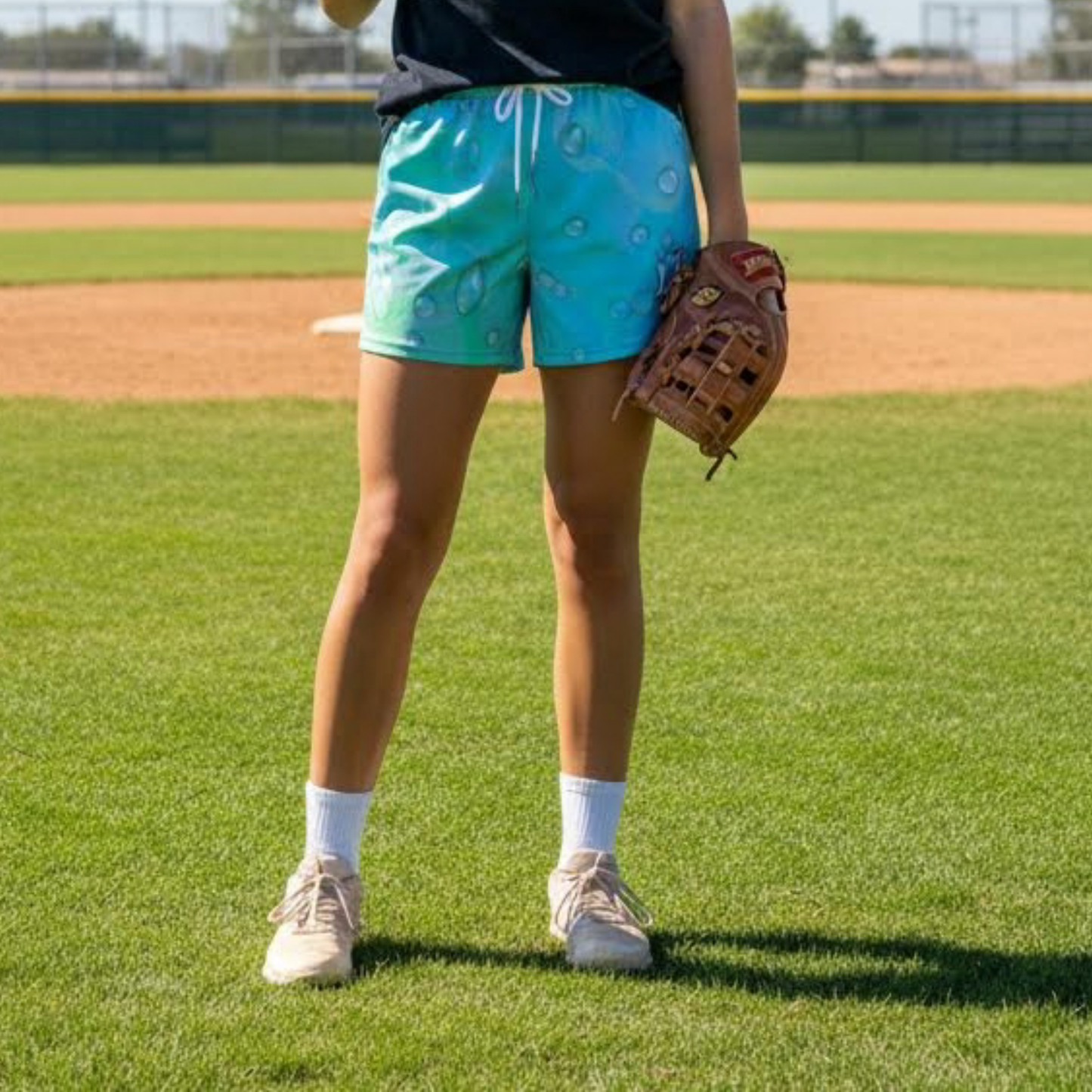 Adult Gradient Blue Rain Drop Mesh Shorts