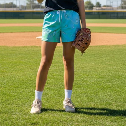 Adult Gradient Blue Rain Drop Mesh Shorts