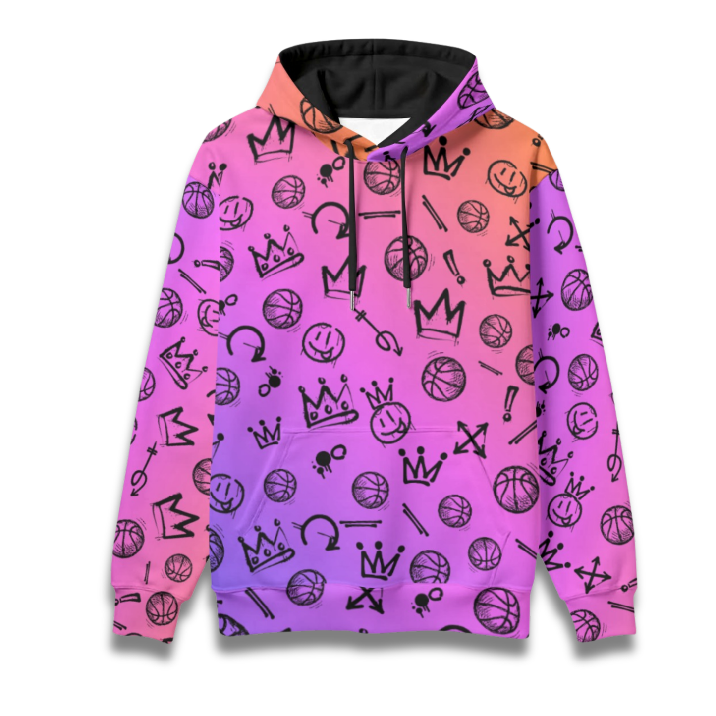 Adult Unisex Basketball Hoodie: Gradient Graffiti Design