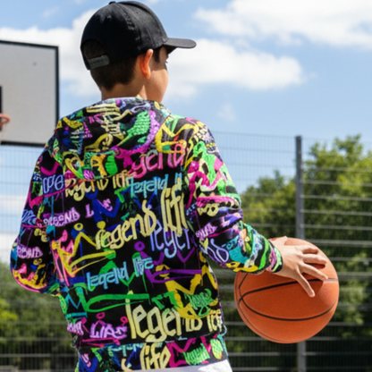 Adult Unisex Fleece Lined Hoodie: All Over Print Colorful Dripping Crowns