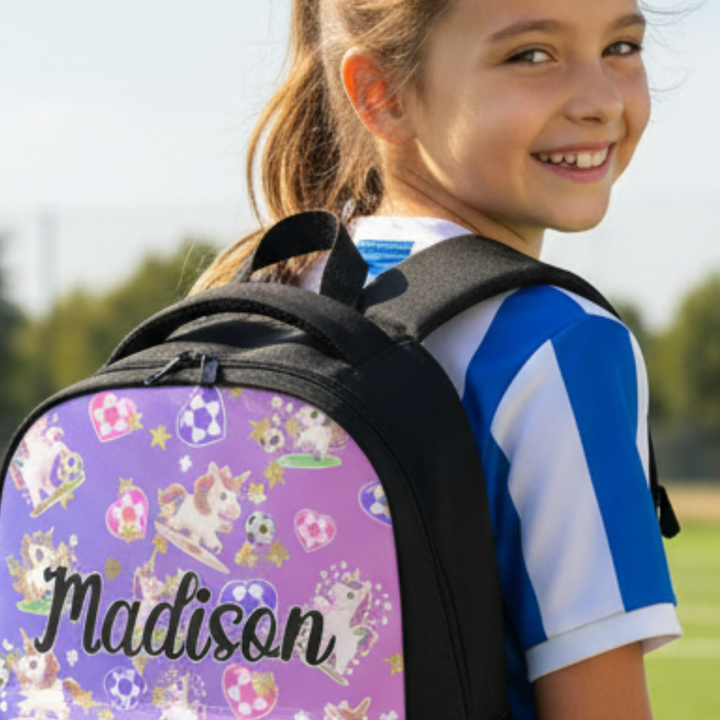 Personalized Kids Unicorn Sports Backpack, Custom Name Bag