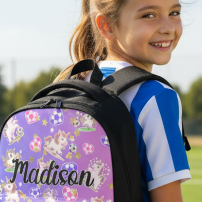 Personalized Kids Unicorn Sports Backpack, Custom Name Bag