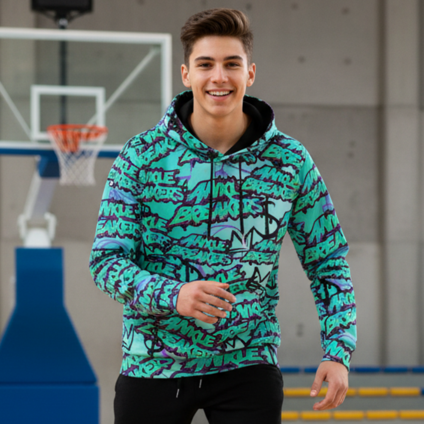 Adult Unisex Fleece Lined Hoodie: All Over Print Ankle Breakers